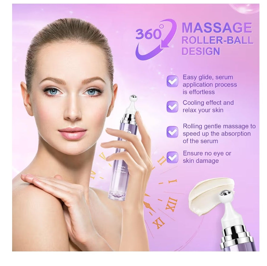 5% Caffeine Eye Cream for Dark Circles Under Treatment Eye Serum for Wrinkles Fine Lines, Retinol Under Cream for Puffiness and Bags with 360° Massage Roller-Ball