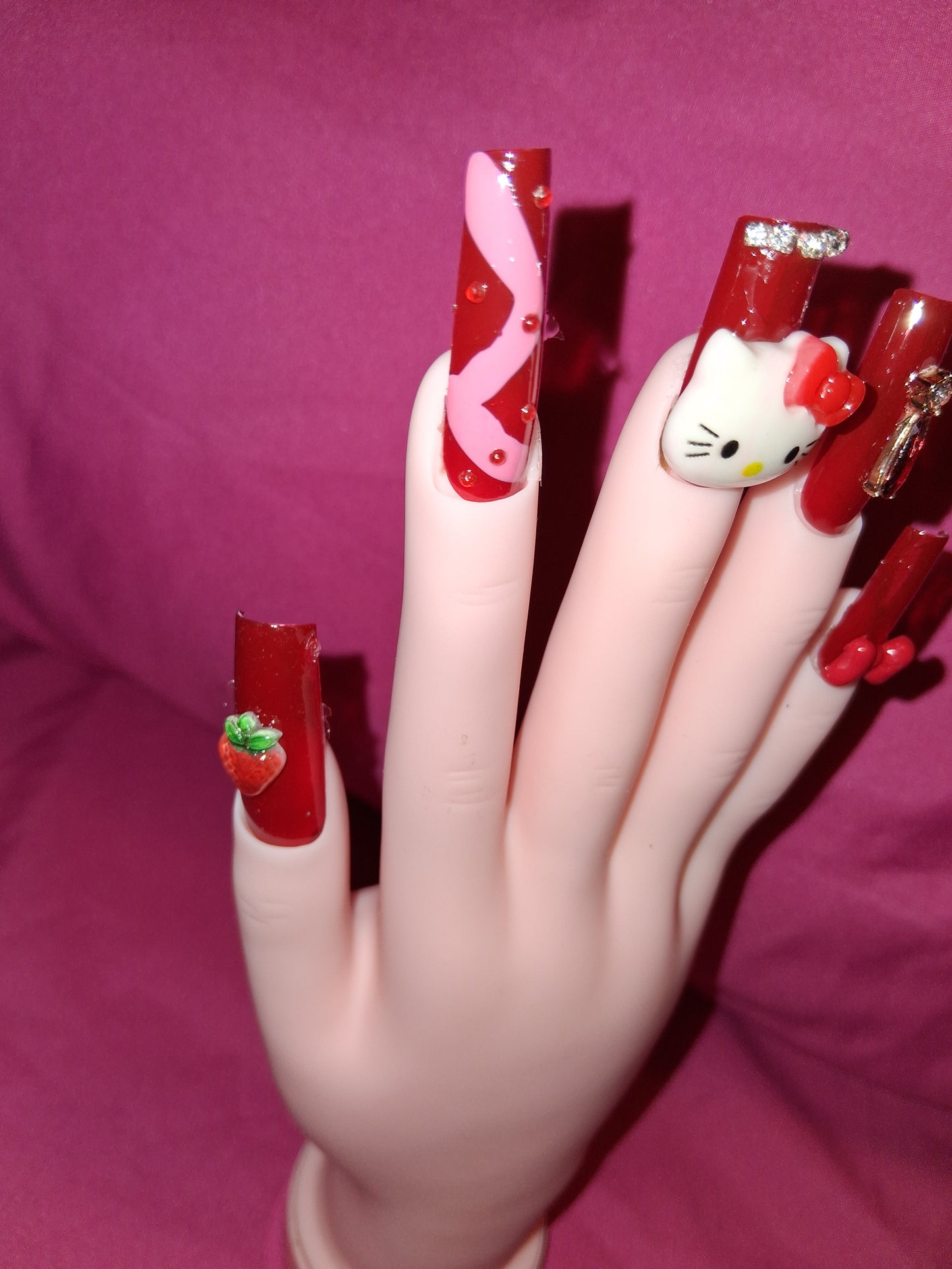 COCOMONEY NAILS CUSTOM 1 OF 1 GLUE ON PRESS ON COMES WITH FREE GIFTS #o87
