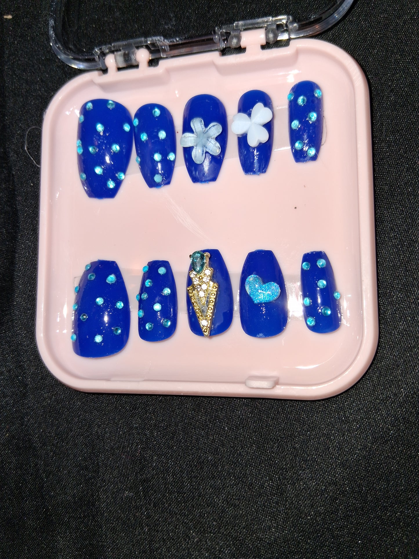 COCOMONEY NAILS CUSTOM 1 OF 1 GLUE ON PRESS ON COMES WITH FREE GIFTS #b59