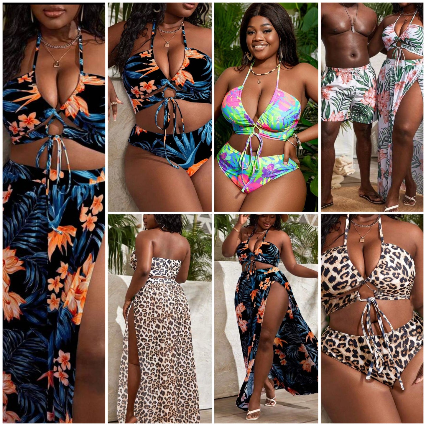Sexy Animal Pattern Plus Size 3pcs Bikini Swimwear COCOMONEY