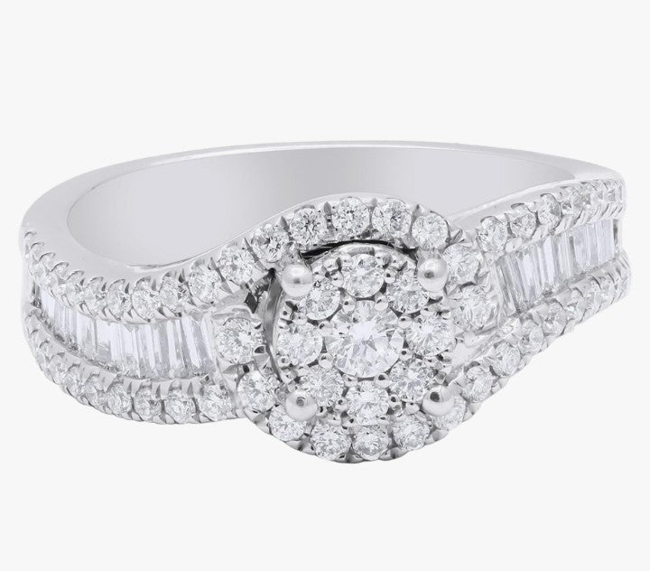 COCOMONEY Stunning 0.860Ctw Diamond 18K Gold Ring Women Natural Diamond Halo Vintage Ring April Birthstone Engagement Rings Mother's Day Jewelry Ring