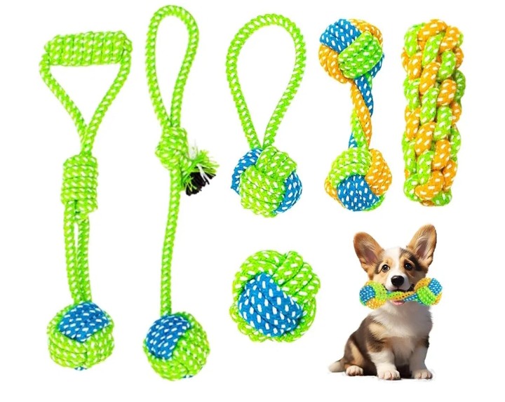 Puppy Chew Toys, 6 Pack Puppy Teething Toys for Small Breed, Soft Rubber Cute Blue Dog Toys, Eco-Friendly, Teeth Cleaning Interactive Tiny Puppy Toys for Small Dog