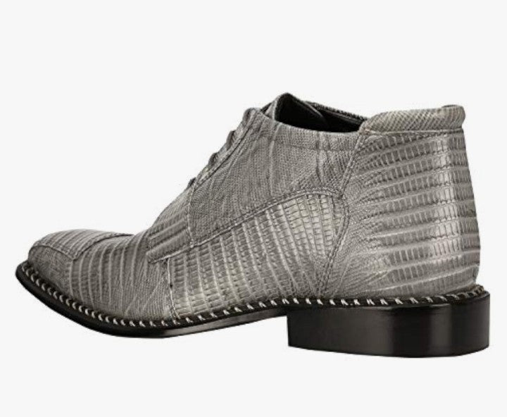 Mens Ankle High Top Lizard Print Lace Up Genuine Leather Dress Shoes