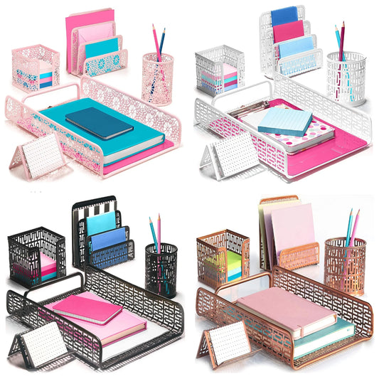 5 Piece Desk Organizer Set - Desk Organizer, Office Desk Organizer Set, Desk Set, Dorm Desk Organizer, Desk Accessories, Modern Chic Desk Organizers and Accessories Desk Supply Set