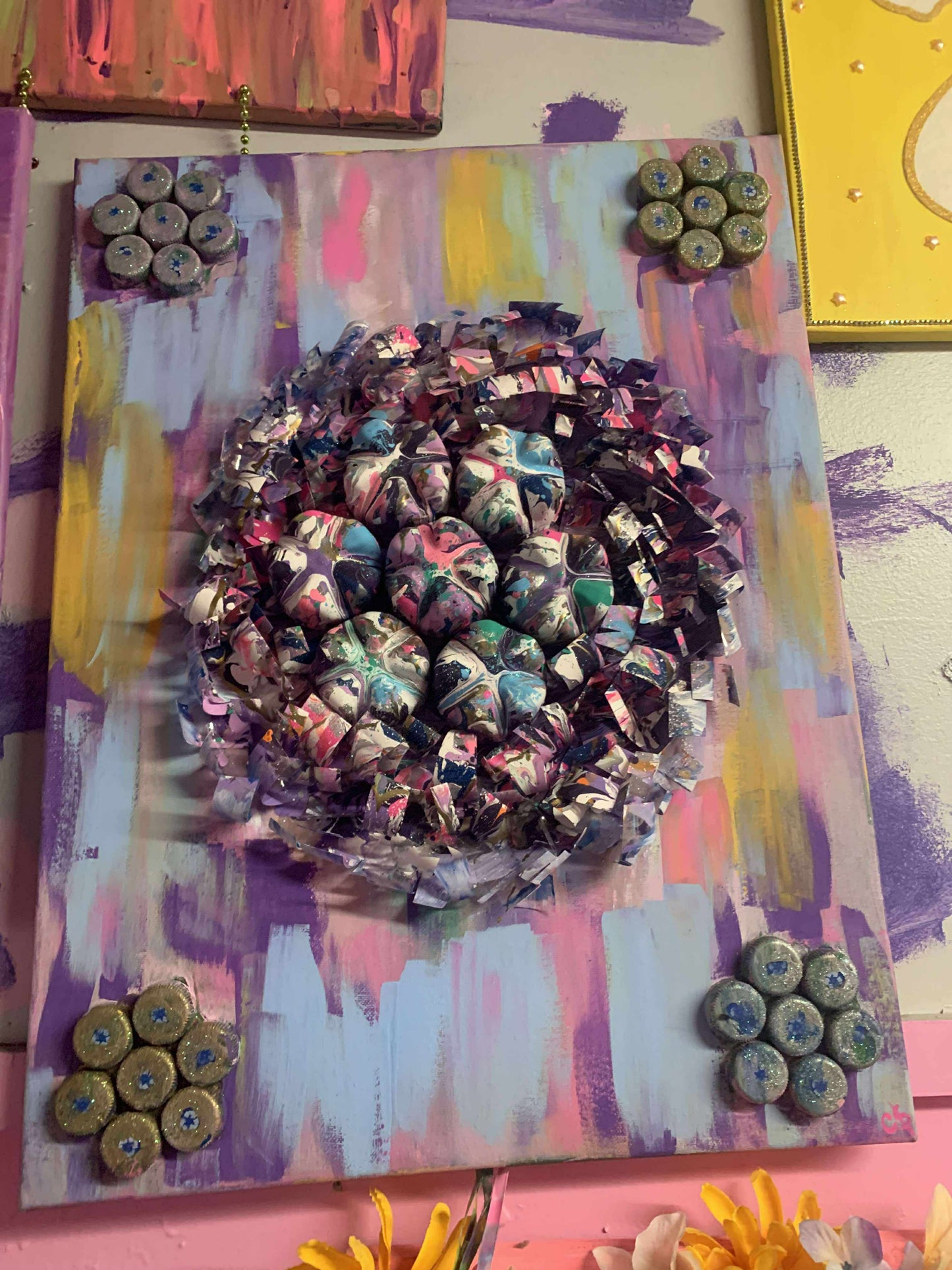 COCOMONEY ART POPPIE FLOWER 1 OF ONE CUSTOM PIECE