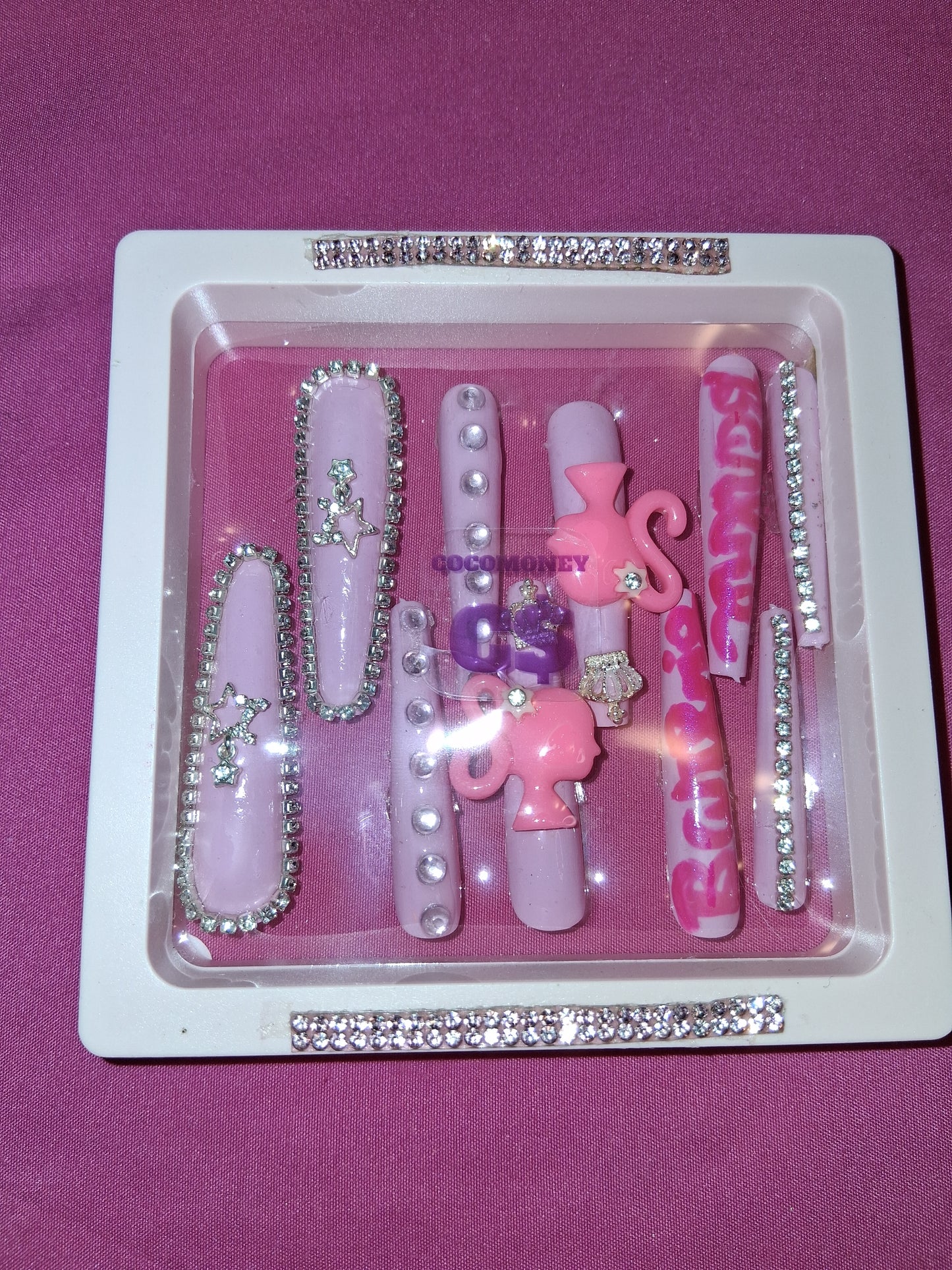COCOMONEY NAILS CUSTOM 1 OF 1 GLUE ON PRESS ON COMES WITH FREE GIFTS #o31