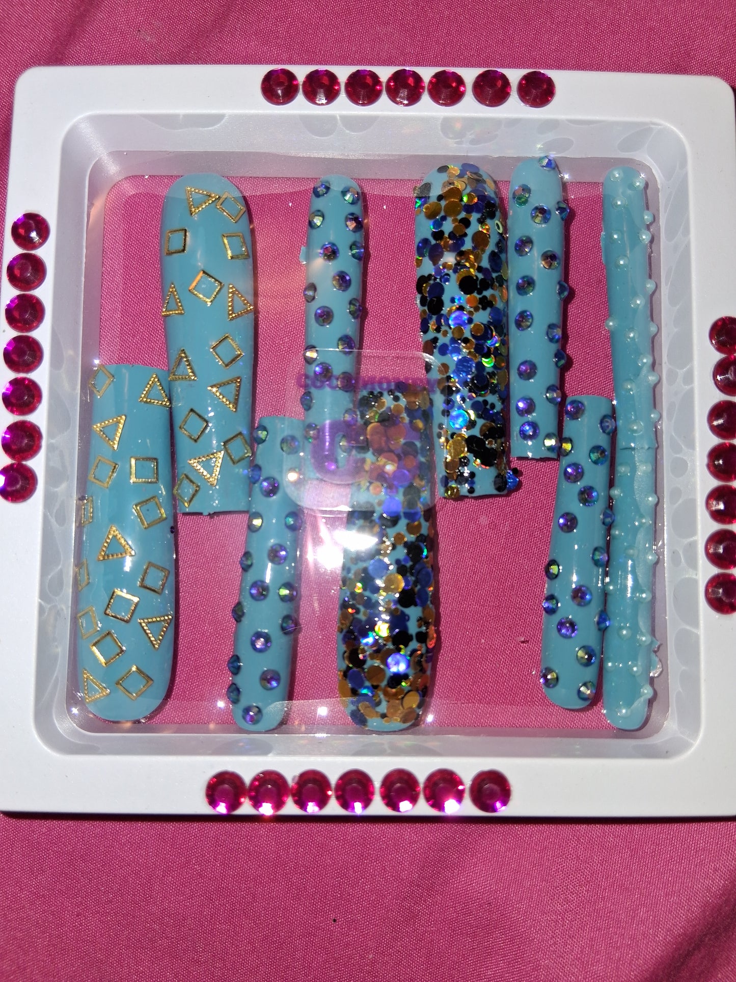 COCOMONEY NAILS CUSTOM 1 OF 1 GLUE ON PRESS ON COMES WITH FREE GIFTS #o92