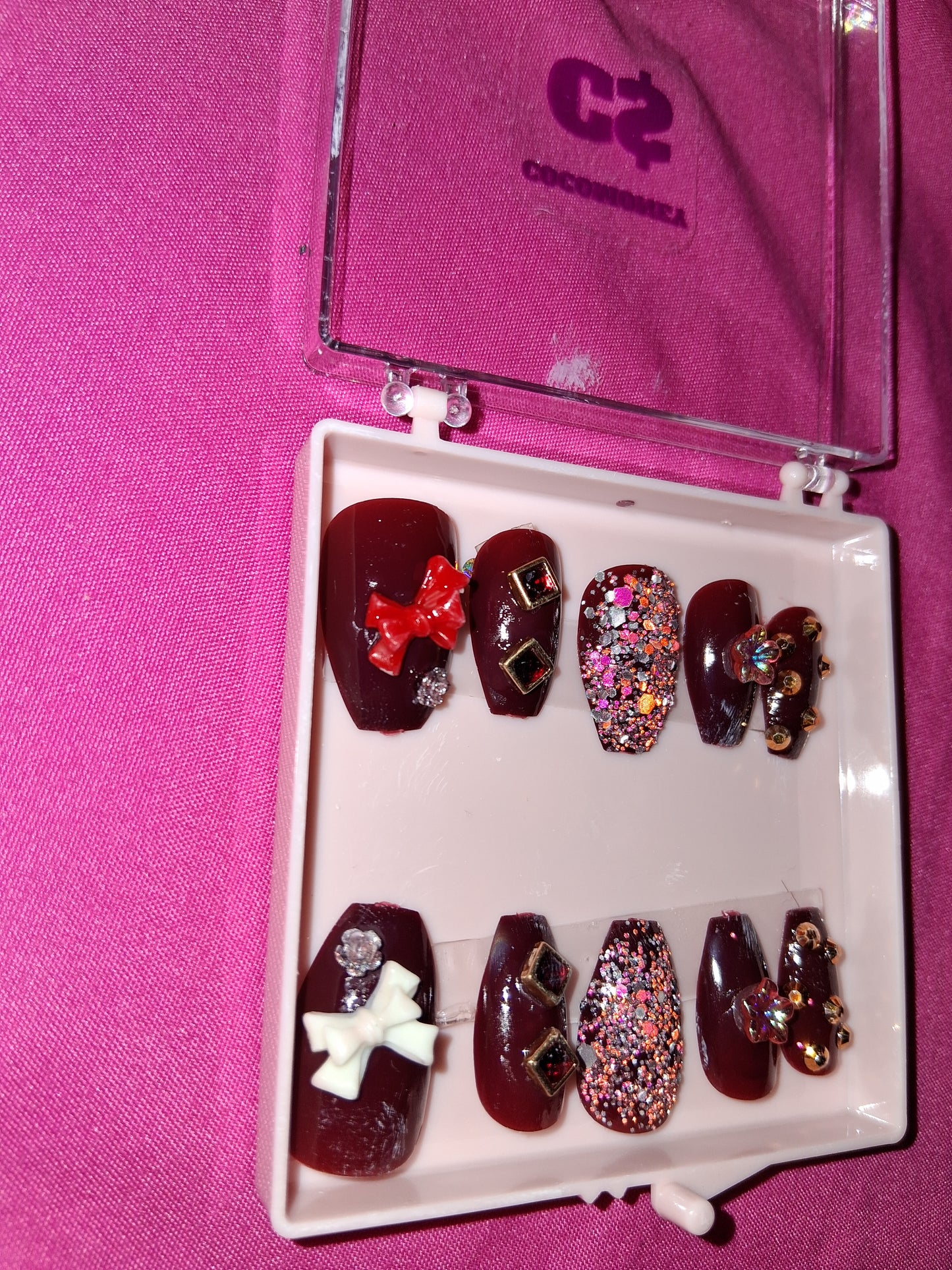 COCOMONEY NAILS CUSTOM 1 OF 1 GLUE ON PRESS ON COMES WITH FREE GIFTS #b57