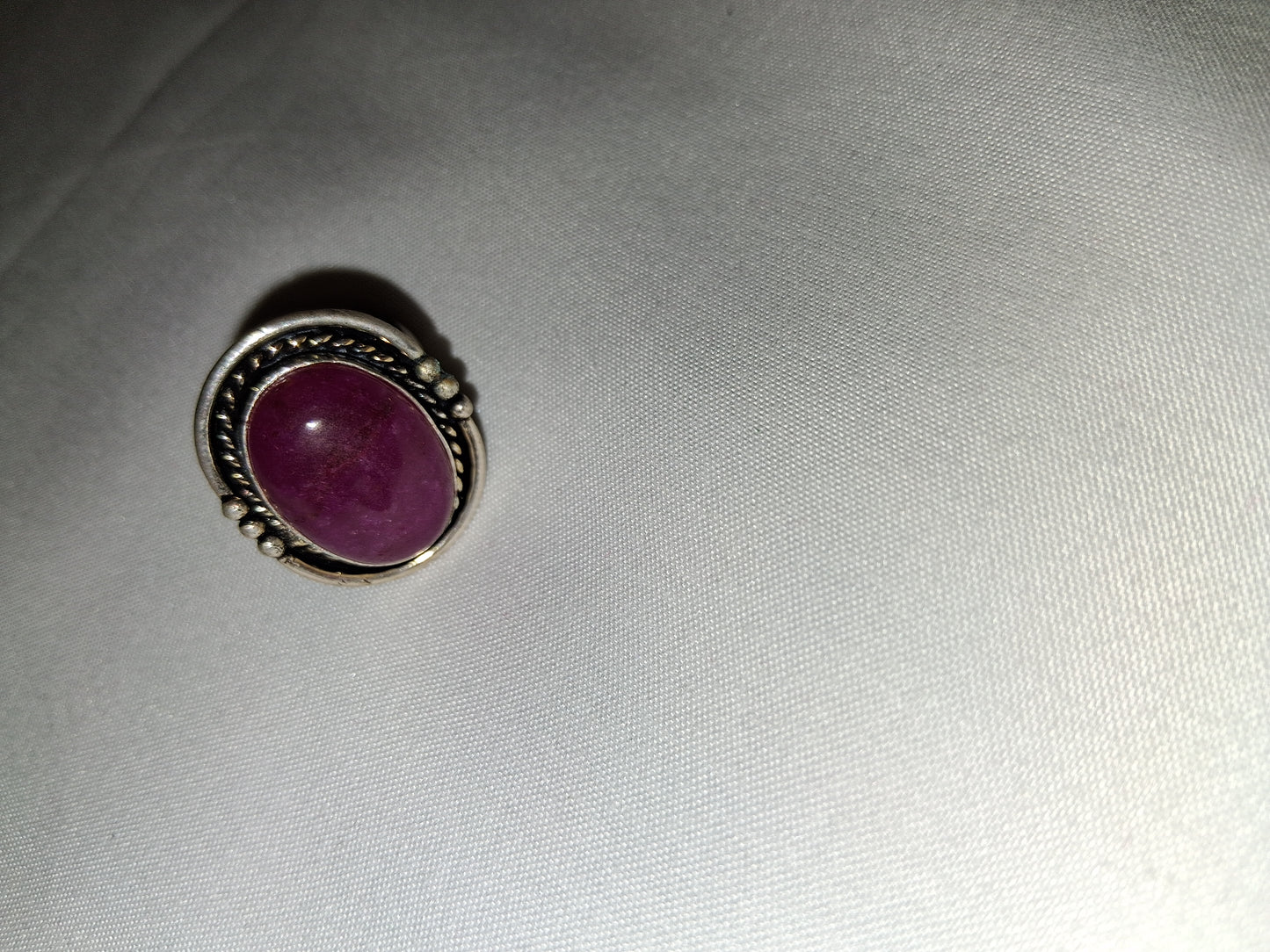 Red stone silver plated ring size 9