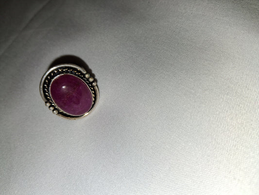 Red stone silver plated ring size 9