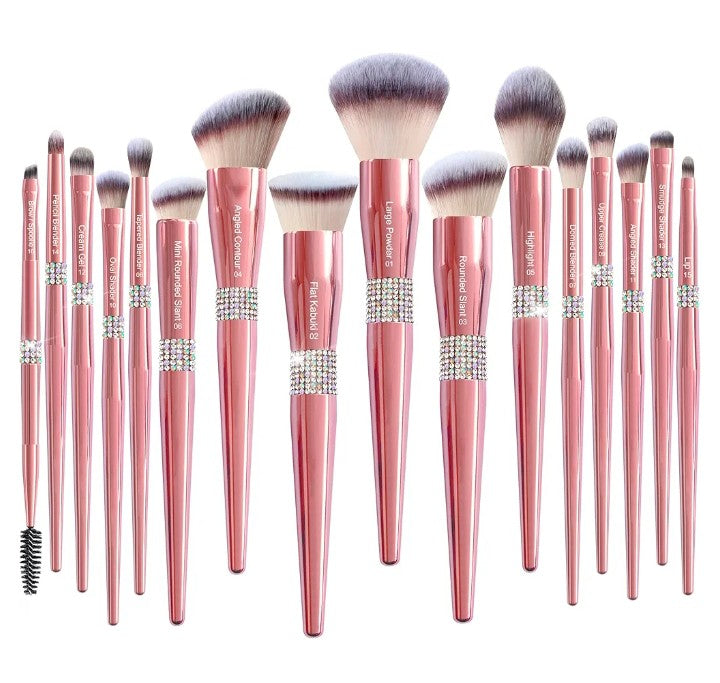 16Pcs ULTRA SOFT Labeled Makeup Brushes Sets -with Foundations Powder Blush Concealer Blending Eyeshadow Contour Brush sets (Rose Gold)