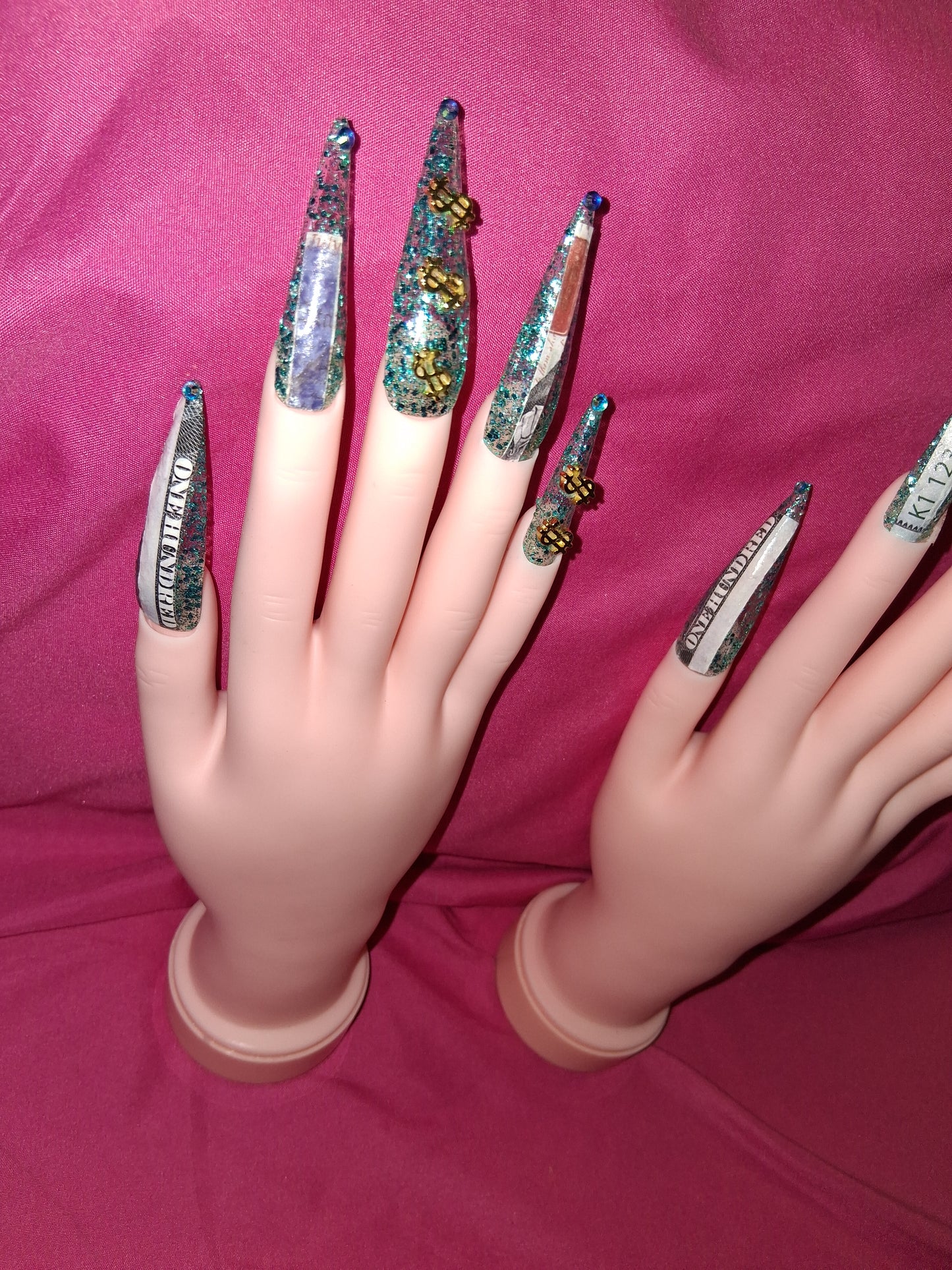 COCOMONEY NAILS CUSTOM 1 OF 1 GLUE ON PRESS ON COMES WITH FREE GIFTS #o32