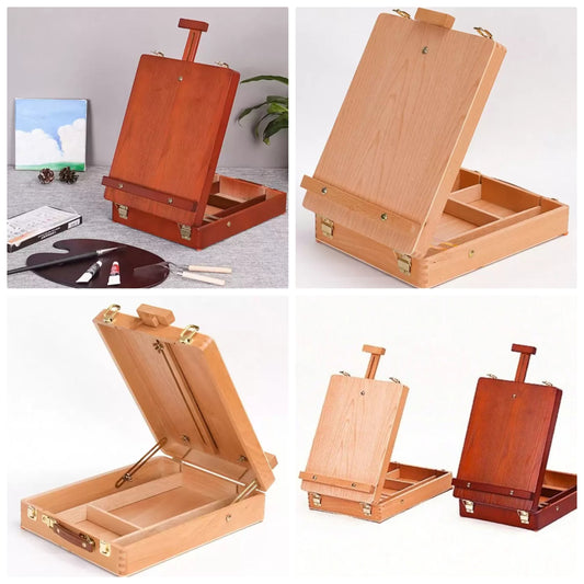 Premium Sketchbox,Desktop Art Easel, Tabletop, Wooden For Painting, Student, Artist, Beginner,Art Supplies Box Easel Sketchbox Painting Storage(Black Teal, Dark Curry, Wooden)