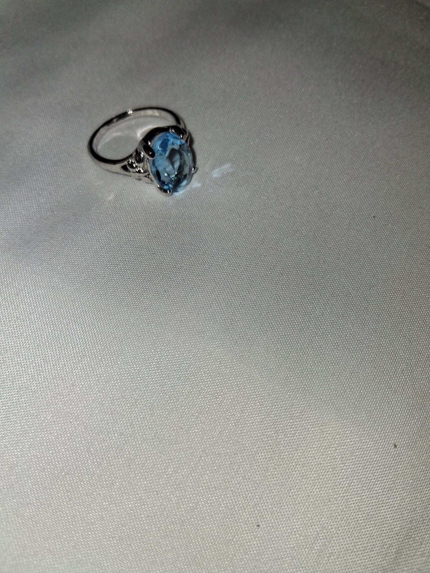 Blue costume ring silver plated
