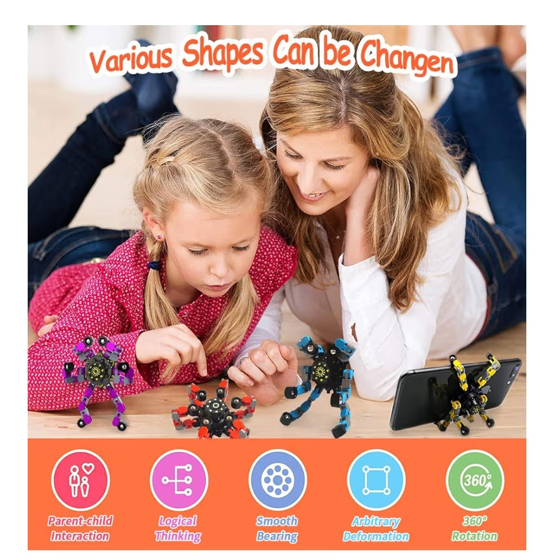 Transformable Fidget Spinners 9-Pack – Sensory Toys for Kids & Adults with ADHD, Autism, Anxiety Relief