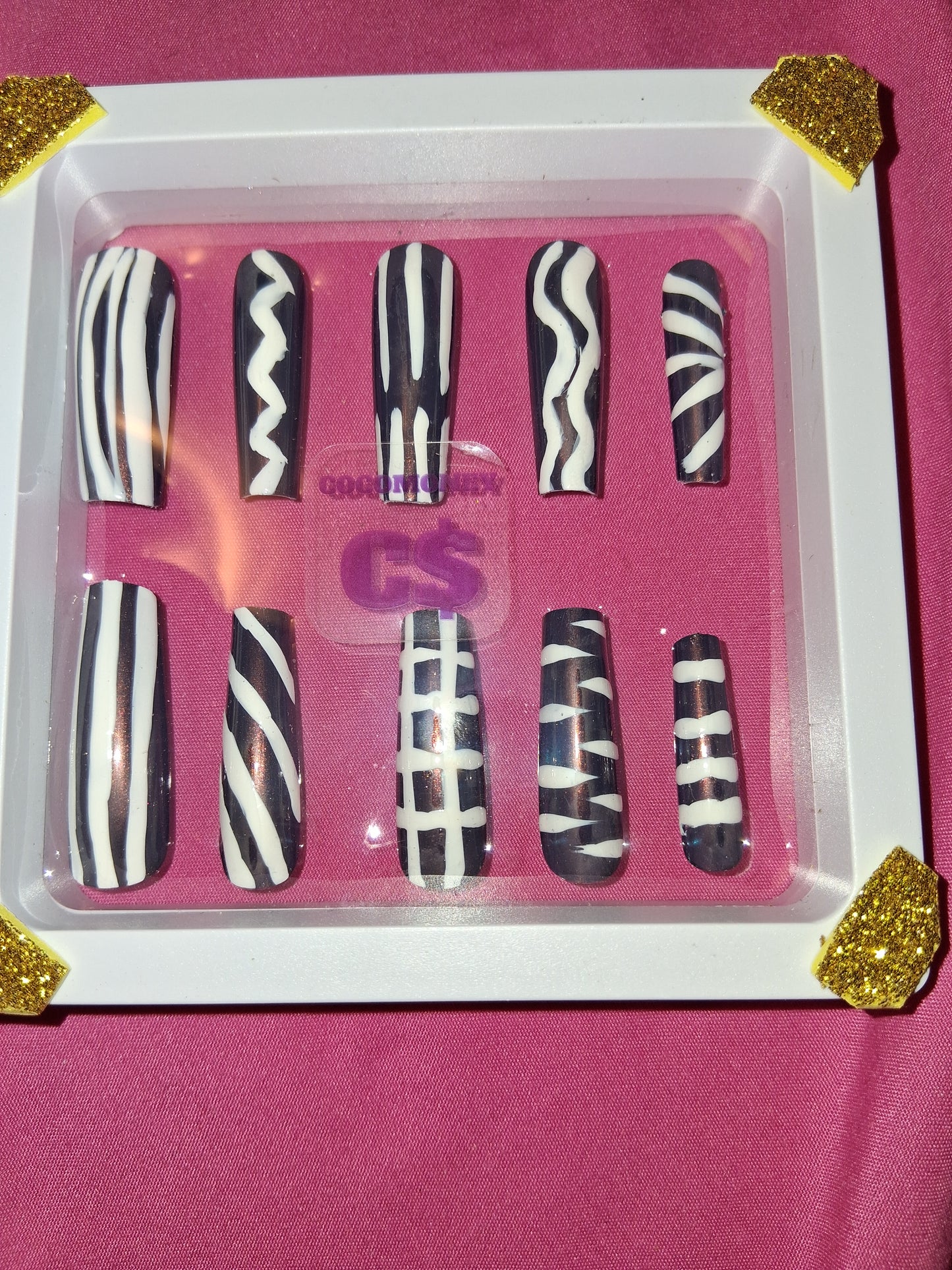 COCOMONEY NAILS CUSTOM 1 OF 1 GLUE ON PRESS ON COMES WITH FREE GIFTS #p41