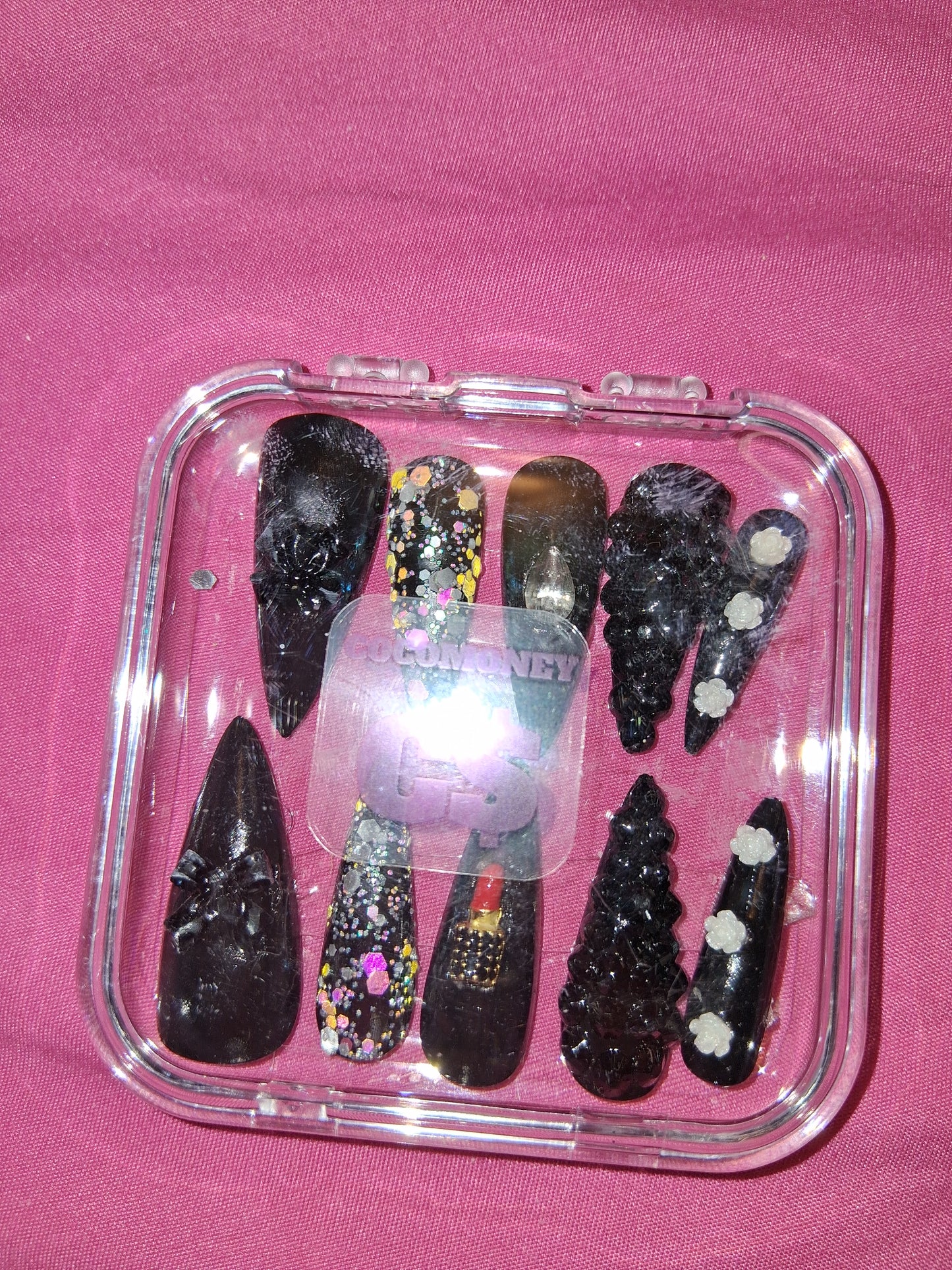 COCOMONEY NAILS CUSTOM 1 OF 1 GLUE ON PRESS ON COMES WITH FREE GIFTS #b92