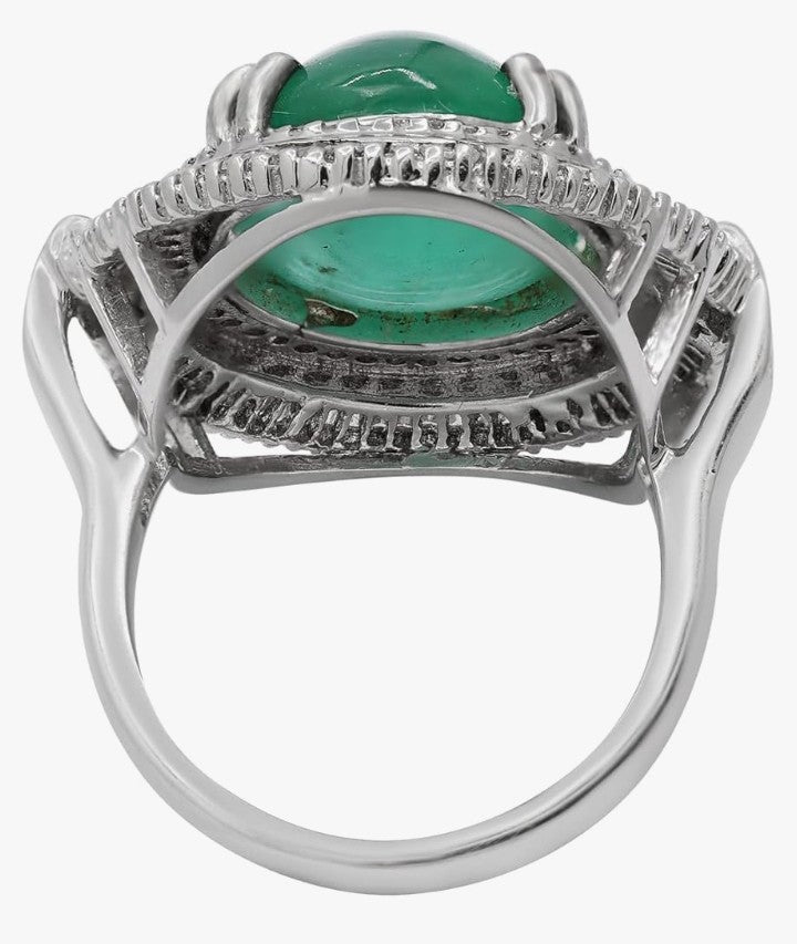 COCOMONEY Green Emerald Wedding Rings 18k White Gold Halo Engagement Stacking Ring Women Channel Set Diamond Ring Promise Halo Diamond Jewelry Christmas Gifts