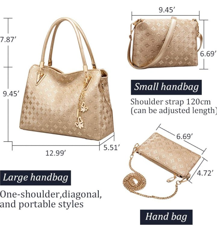 Fashion Handbags set 4pcs PU Leather shoulder Bags Tote Bags Wallets Butterfly Chain Accessories