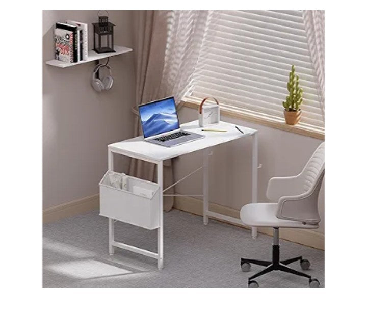 Pamray 32 Inch Computer Desk Small Spaces Desk with Storage Bag for Bedroom Writing and Home Office Work Small Study Desk Table