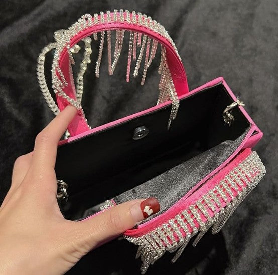 Tassels Sparkling Rhinestone Evening Bag, Small Tote Bag, Crossbody Bags for Wedding, Prom, Parties, Travel