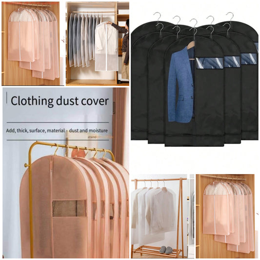 5pcs Dustproof Cover Clothes Dustproof Bag, Household Transparent Dustproof Hanging Bag, Washable Clothes Suit Dustproof Cover, Fully Closed Household Coat Suit Thick Clothes Dustproof Cover Room Decor Home Decor Bed Room Decor Bedroom, Organizer, Home