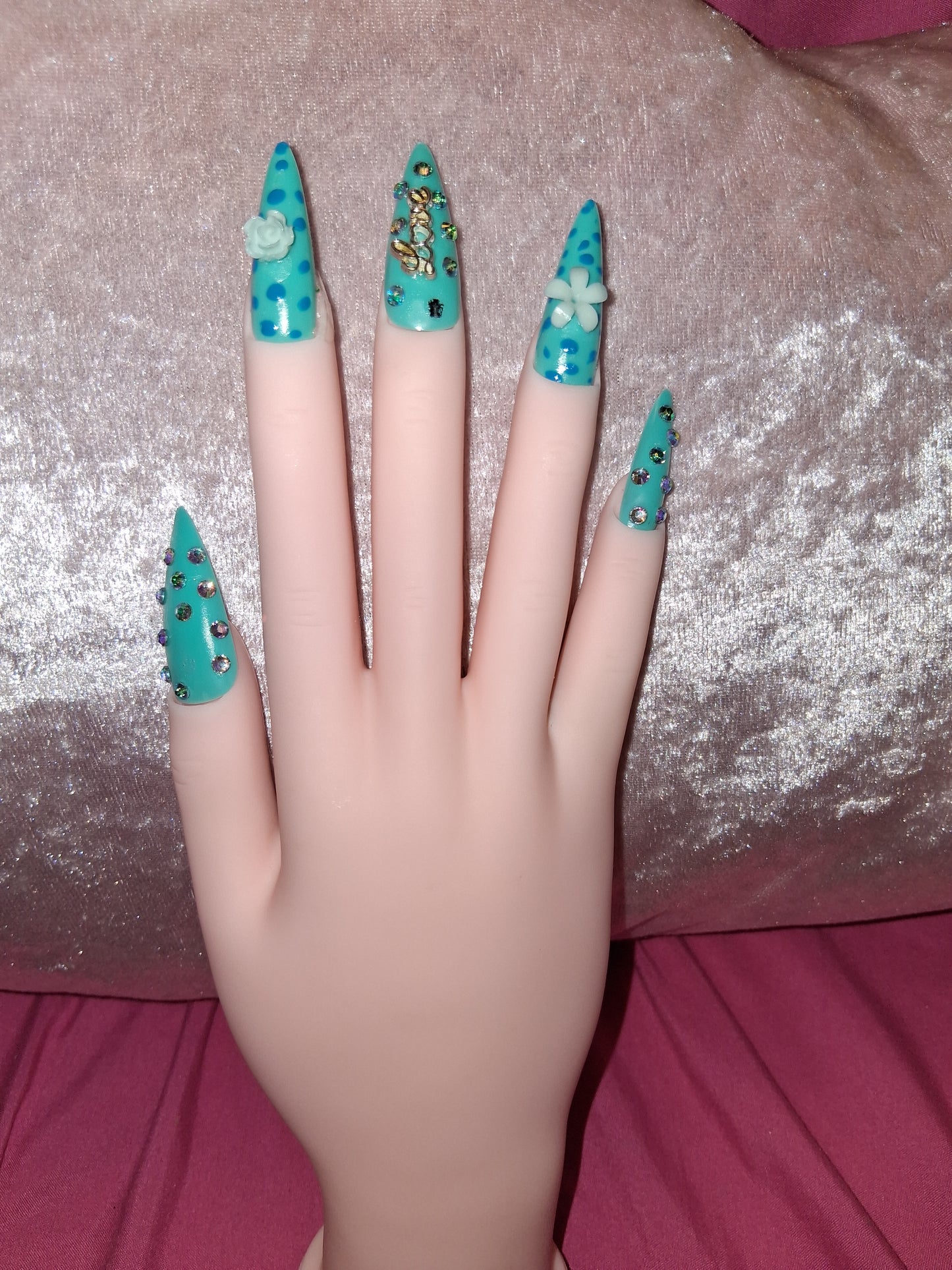 COCOMONEY NAILS CUSTOM 1 OF 1 GLUE ON PRESS ON COMES WITH FREE GIFTS #b64