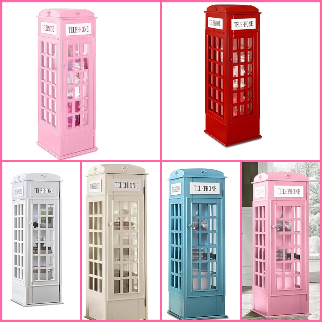 Telephone Booth Cabinet Wood Bookcase 5-Tier Telephone Booth Bookshelf Small Floor Standing Storage Rack, for Home Office, Living Room, Study, Bed Room different color options