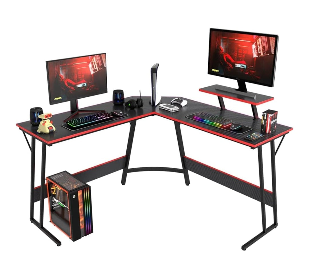 L Shaped Desk Corner Gaming Desk Computer Desk with Large Desktop Studying and Working and Gaming for Home and Work Place,