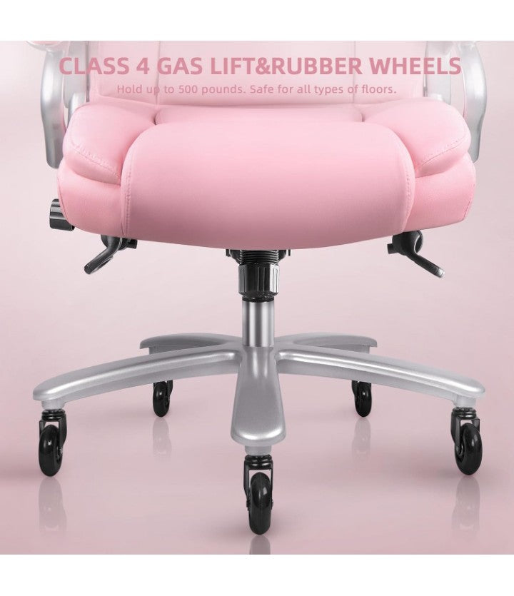 Heavy Duty Office Chair for Low Back Pain Relief, Big and Tall Office Chair with Ergonomic Lumbar Support, High Back Executive Chair with Quiet Rubber Wheel