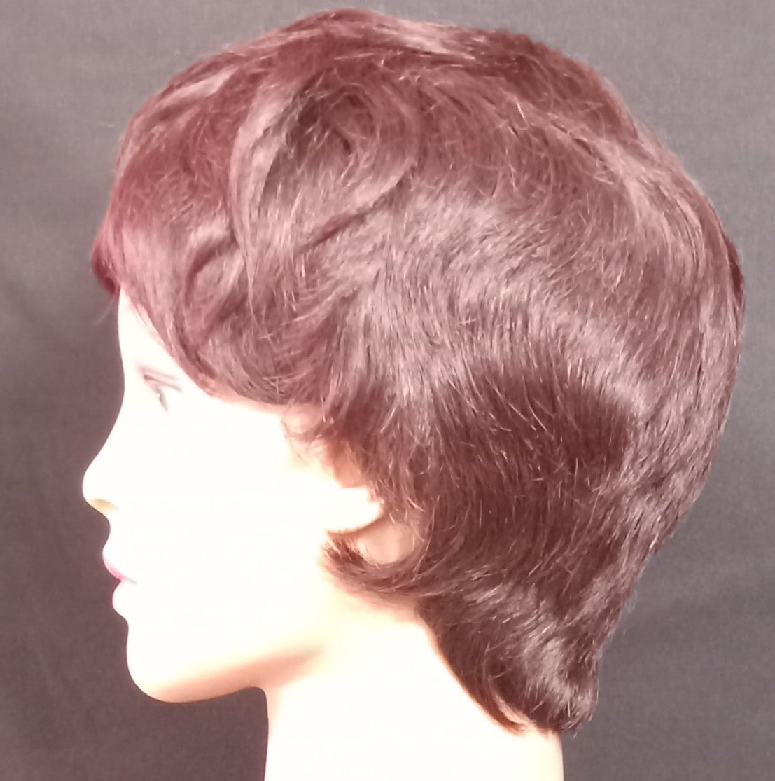 COCOMONEY WIG LOW CUT SYNTHETIC DARK BROWN WITH BURGANDY TENT TO IT