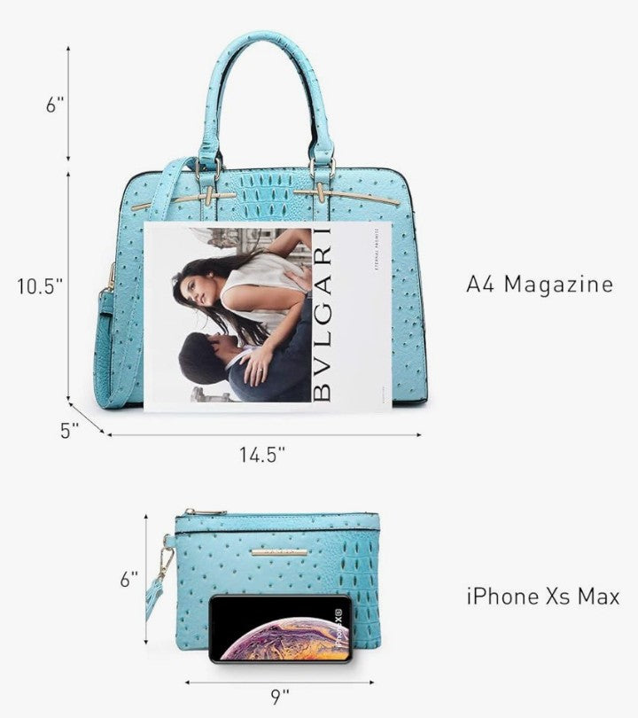Women Handbag Wallet Tote Bag Shoulder Bag Hobo Bag Top Handle Satchel Purse Set 2pcs w/ 3 Compartments