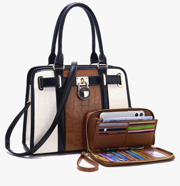 Handbags Sets For Women Shoulder Bags Top Handle Work Satchel Tote Purses Set With Matching Wallet 2pcs