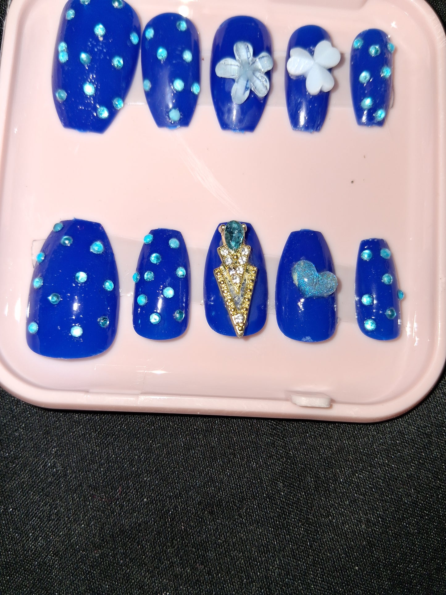 COCOMONEY NAILS CUSTOM 1 OF 1 GLUE ON PRESS ON COMES WITH FREE GIFTS #b59