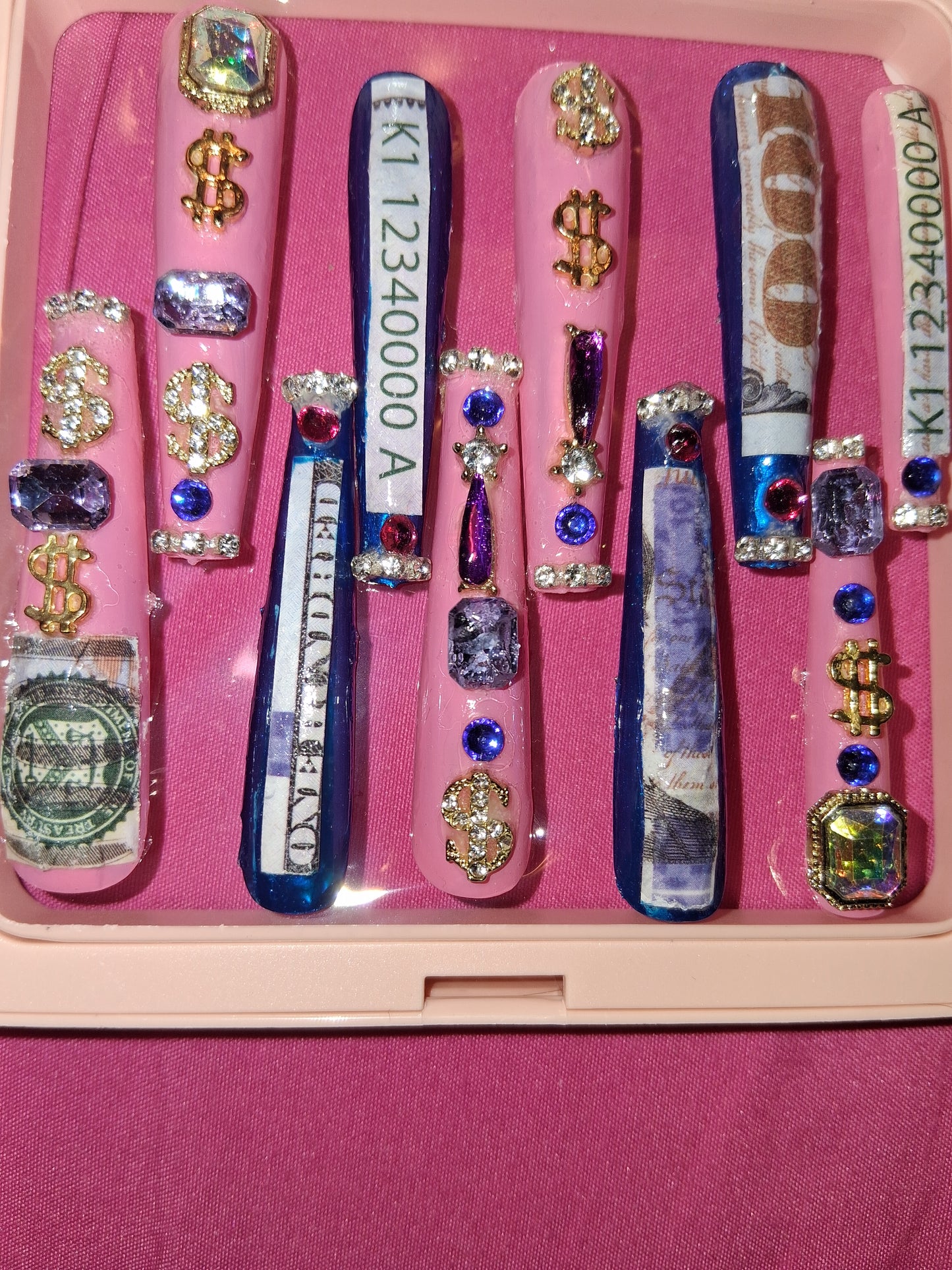 COCOMONEY NAILS CUSTOM 1 OF 1 GLUE ON PRESS ON COMES WITH FREE GIFTS #o46