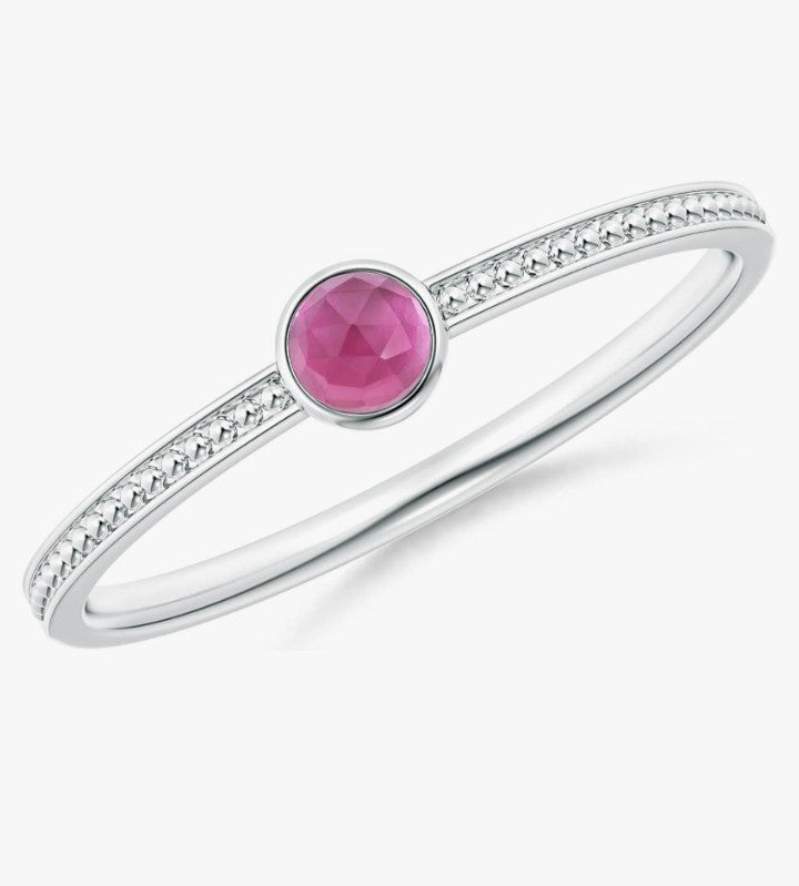 COCOMONEY Natural Pink Tourmaline Solitaire Ring for Women in Sterling Silver / 14K Solid Gold | Birthday, Engagement, ANNIVERSARY WHENEVER