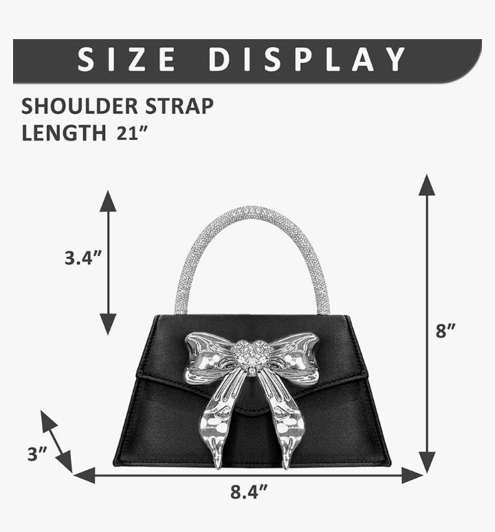 Bow Evening Bag, Rhinestone Handle Tote Bag,