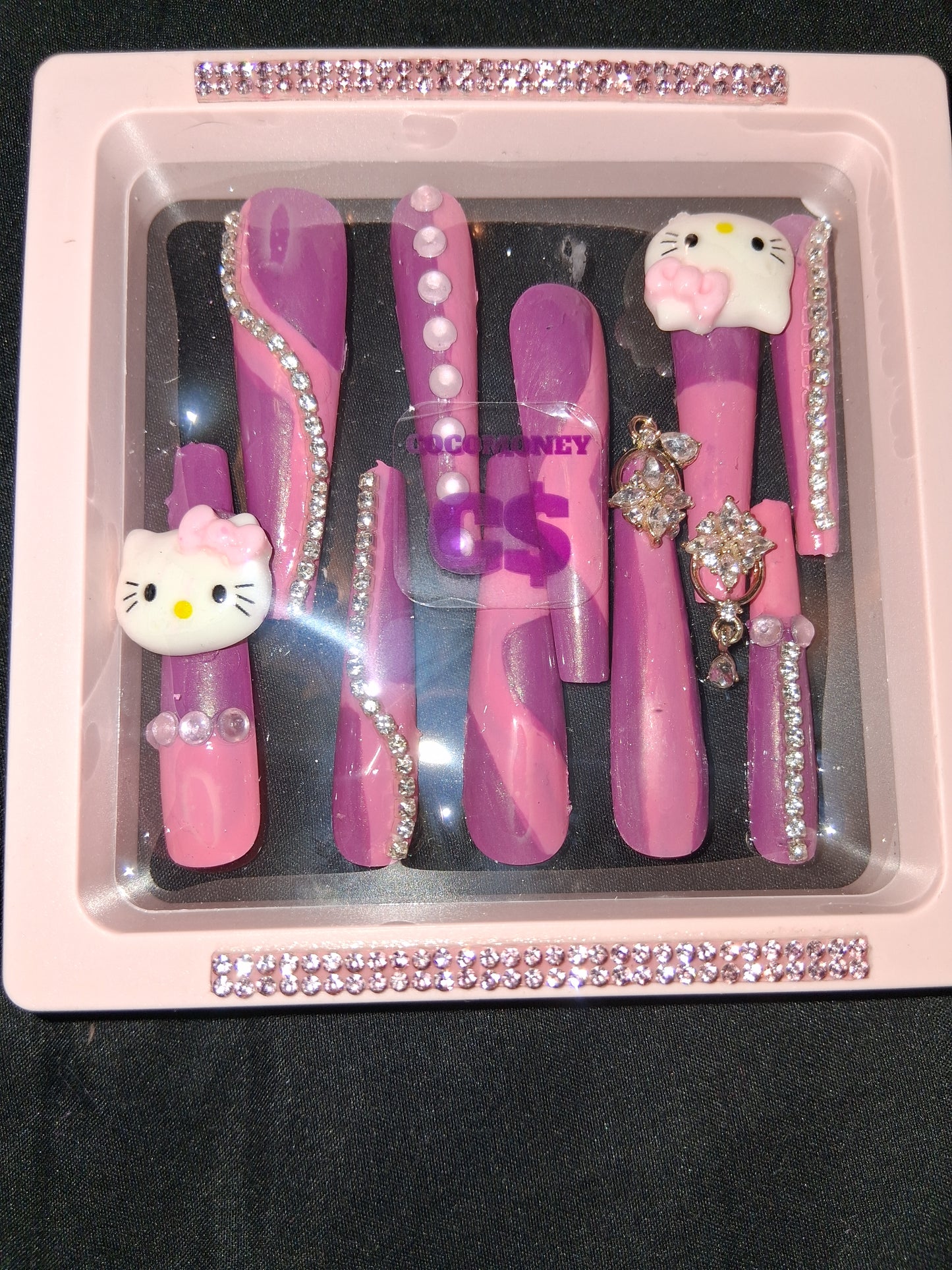 COCOMONEY NAILS CUSTOM 1 OF 1 GLUE ON PRESS ON COMES WITH FREE GIFTS #p43