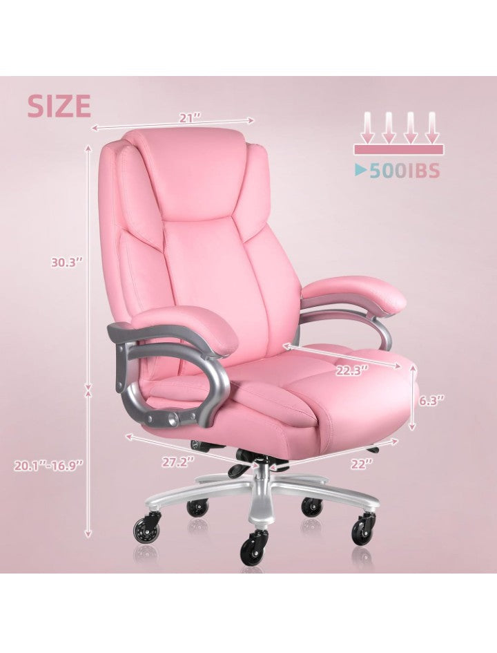 Heavy Duty Office Chair for Low Back Pain Relief, Big and Tall Office Chair with Ergonomic Lumbar Support, High Back Executive Chair with Quiet Rubber Wheel