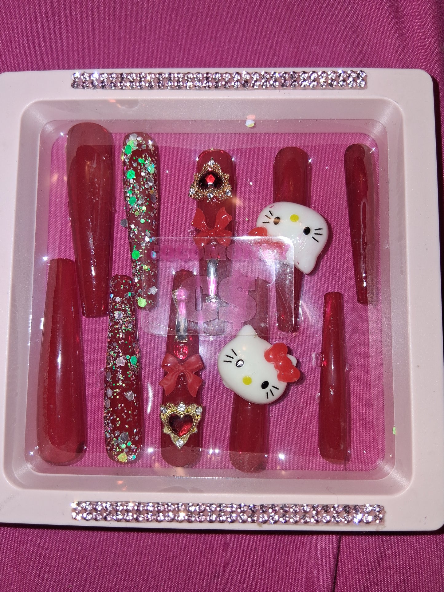 COCOMONEY NAILS CUSTOM 1 OF 1 GLUE ON PRESS ON COMES WITH FREE GIFTS #o34