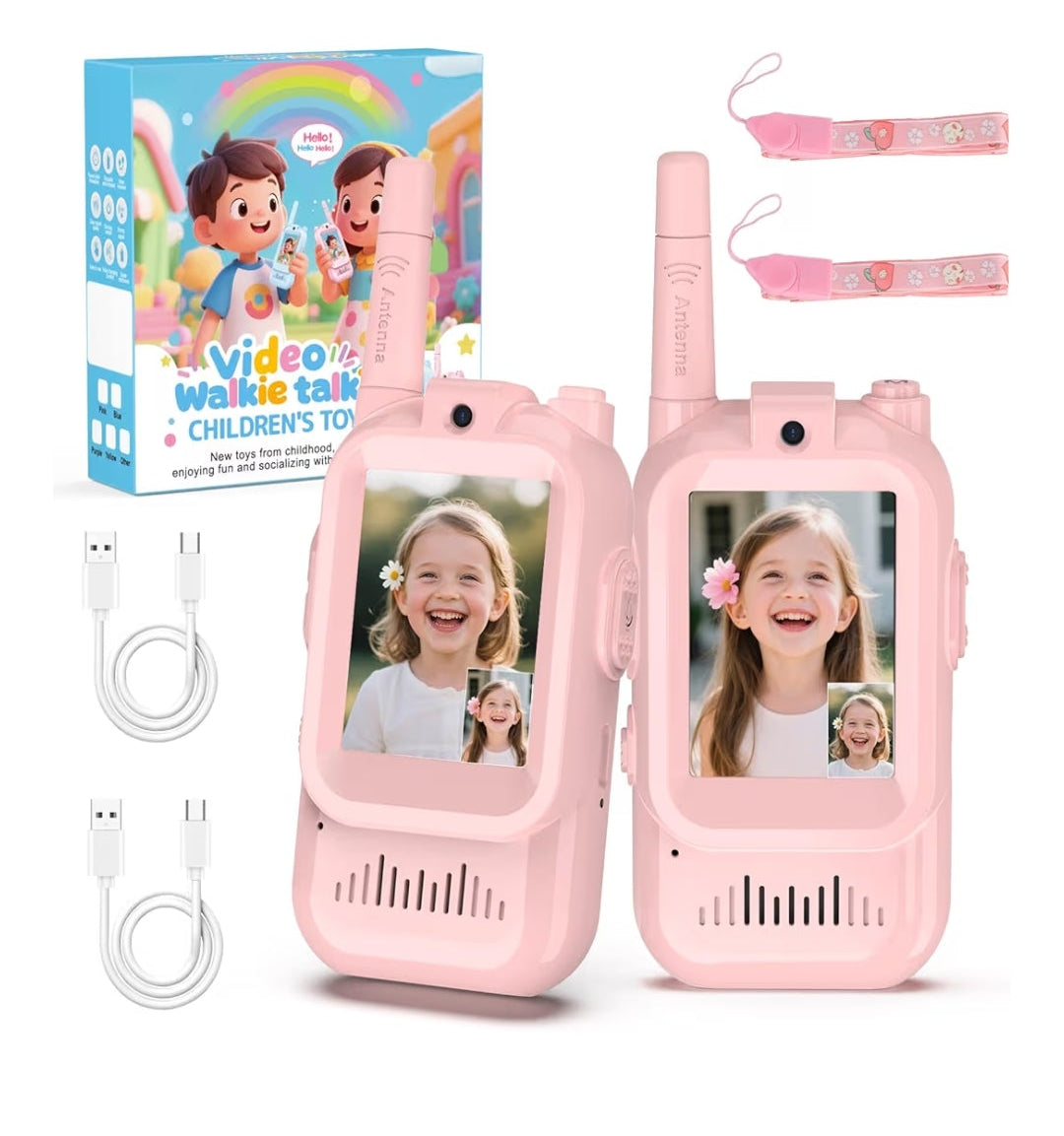 2pk.Kids Walkie Talkies with Video – Screen Display Toy Radios with Voice Effects, One-on-One Pairing, Long Range – Birthday Toys Gifts for Boys & Girls Ages 3 and up