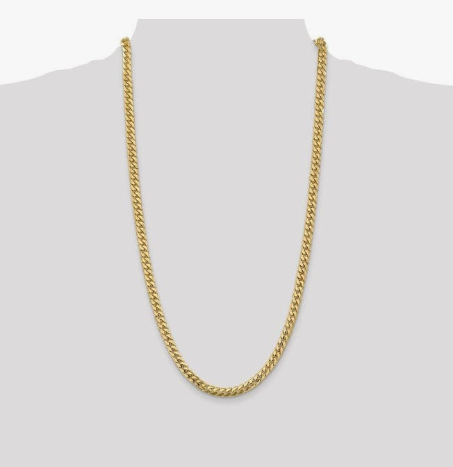 COCOMONEY 14k Yellow Gold 28" 5.5mm Solid Miami Cuban Link with Lobster Clasp Chain Necklace