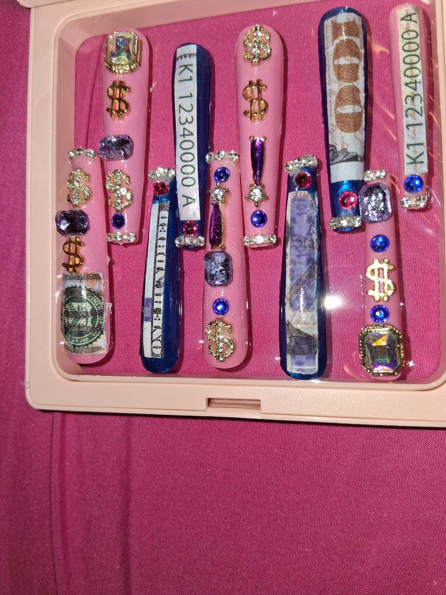 COCOMONEY NAILS CUSTOM 1 OF 1 GLUE ON PRESS ON COMES WITH FREE GIFTS #o46