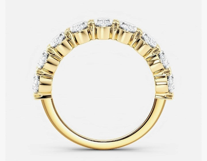 COCOMONEY IGI Certified 3 1/4 Carat Oval Shape Lab Grown Diamond Semi Eternity Wedding Band Ring for Women in 14k Gold (G-H, VS-SI, cttw) Anniversary Promise Stackable Band Ring Size 4 to 9 by Diamond Wish