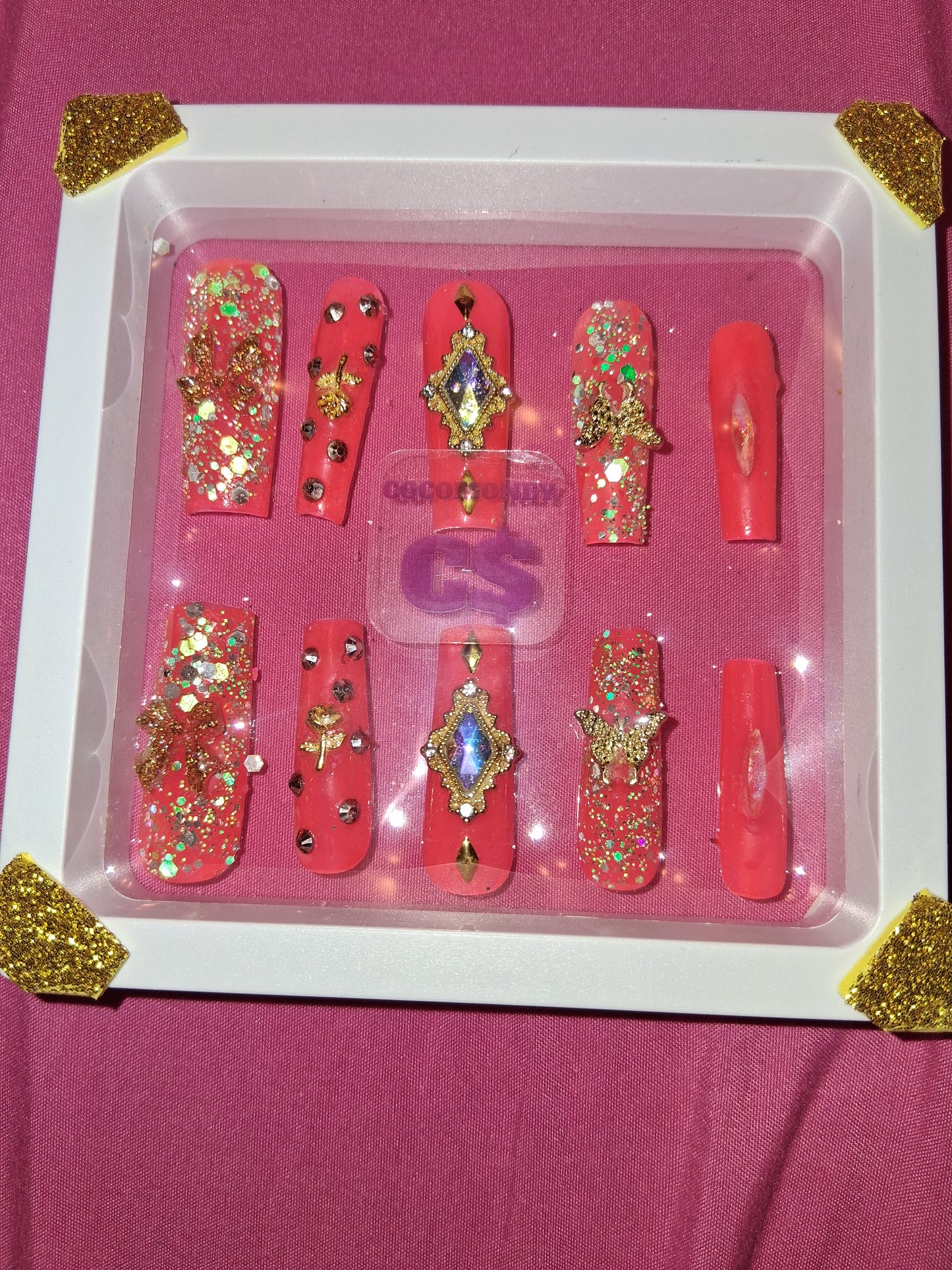 COCOMONEY NAILS CUSTOM 1 OF 1 GLUE ON PRESS ON COMES WITH FREE GIFTS #o3