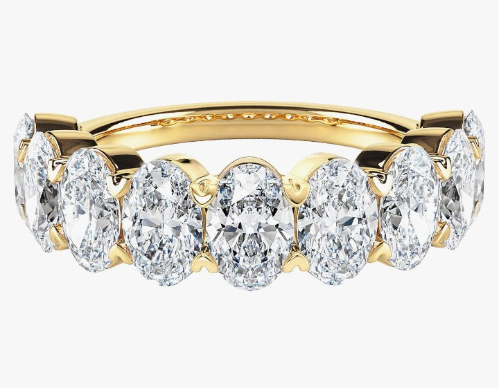COCOMONEY IGI Certified 3 1/4 Carat Oval Shape Lab Grown Diamond Semi Eternity Wedding Band Ring for Women in 14k Gold (G-H, VS-SI, cttw) Anniversary Promise Stackable Band Ring Size 4 to 9 by Diamond Wish