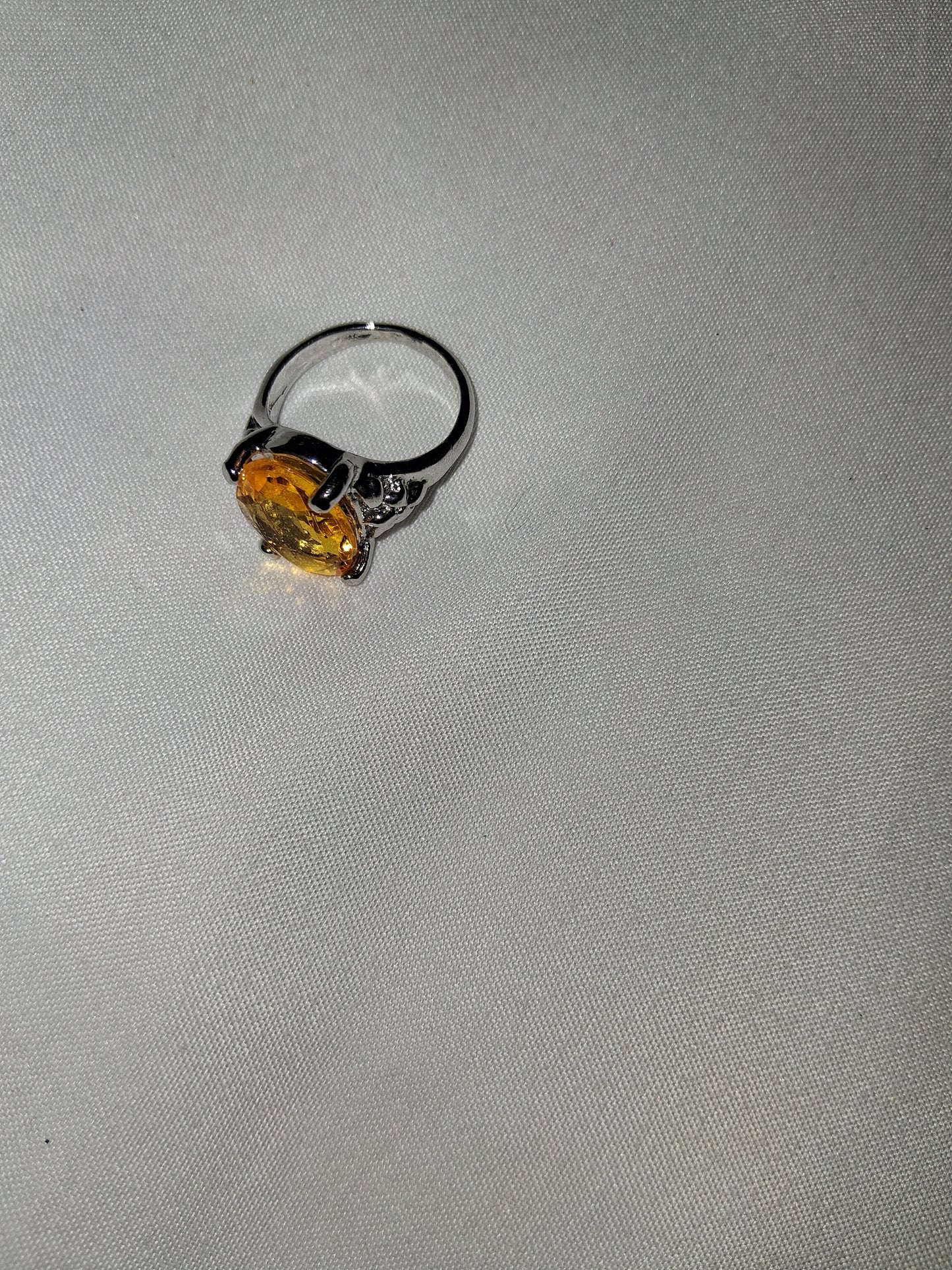 Yellow silver plated tone ring size 6