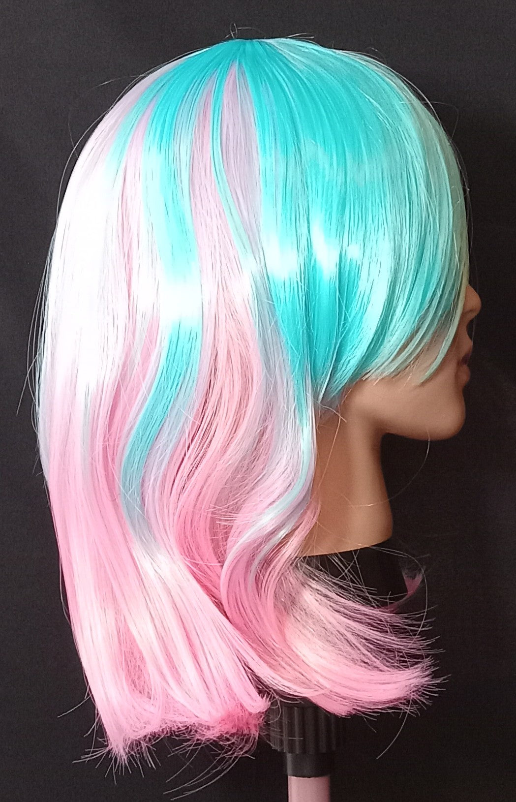 COCOMONEY WIG LIGHT BLUE AND LIGHT PINK STRAIGHT WITH BANGS
