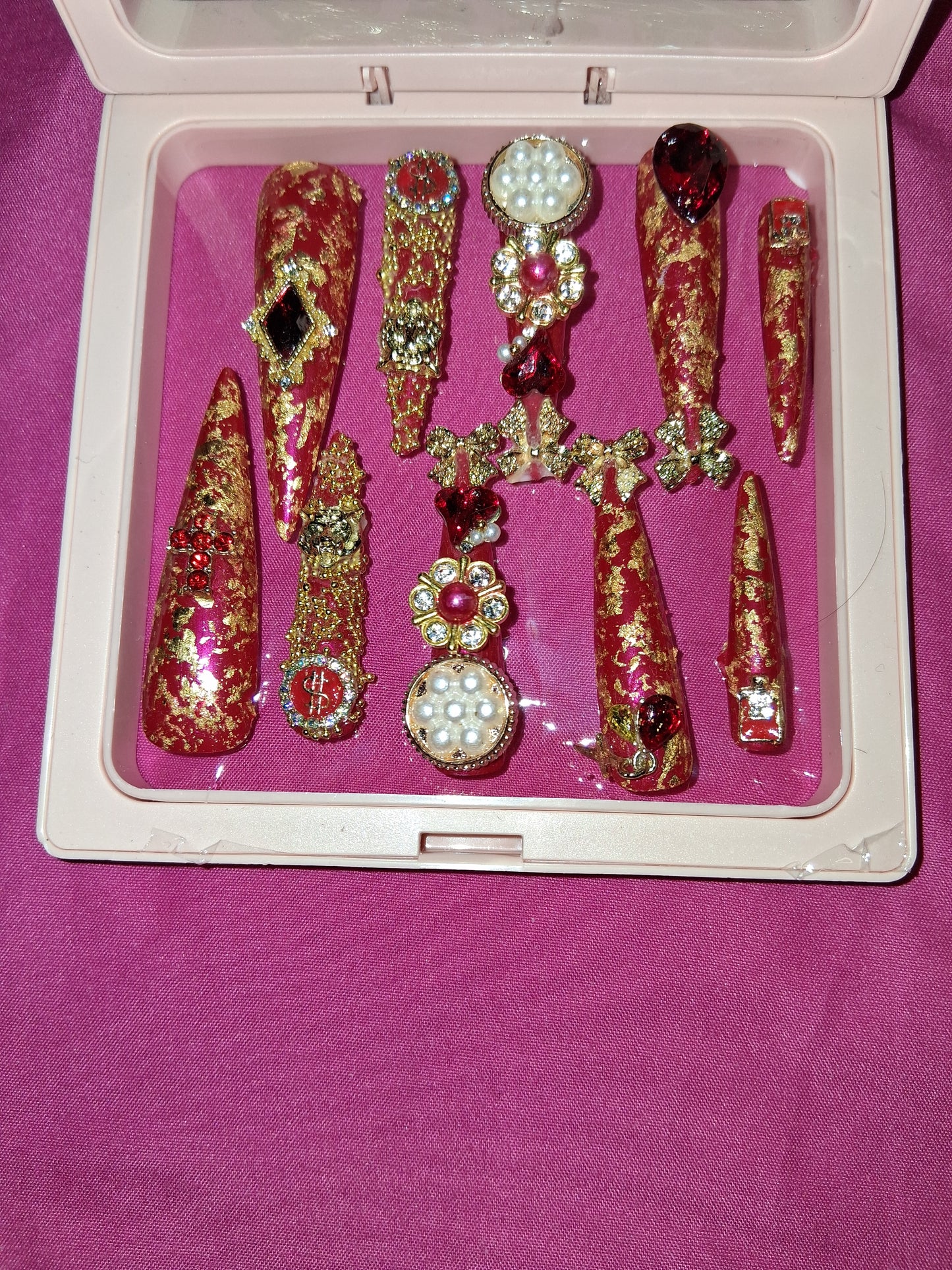 COCOMONEY NAILS CUSTOM 1 OF 1 GLUE ON PRESS ON COMES WITH FREE GIFTS #o11