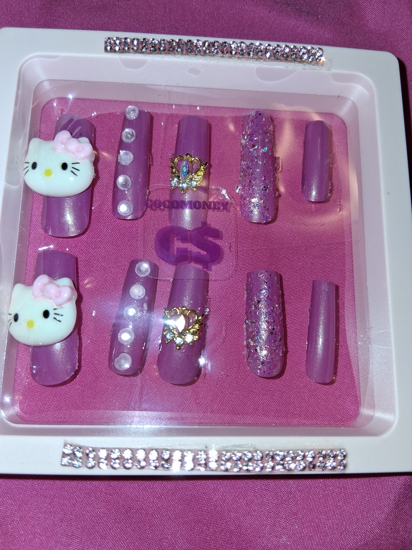 COCOMONEY NAILS CUSTOM 1 OF 1 GLUE ON PRESS ON COMES WITH FREE GIFTS #o69